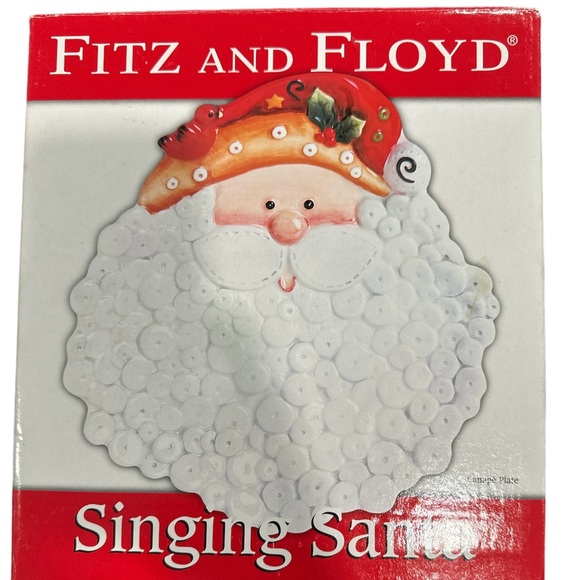 New! Fitz and Floyd Singing Santa Canapé Plate - Picture 2 of 4